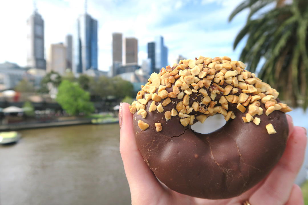 Melbourne's best doughnut, Peanut butter caramel and chocolate doughnut, Shorttstop Coffee and Doughnuts, Melbourne