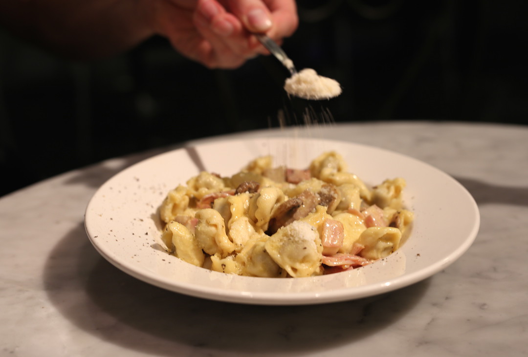 Beef Tortellini with boscaiola and parmesan, Ragu Pasta and Wine Bar restaurant, Westfield Sydney, Sydney