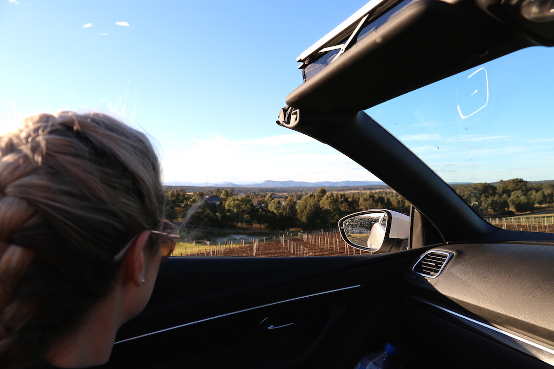 Convertible driving, Bimbadgen Estate Wines, Hunter Valley