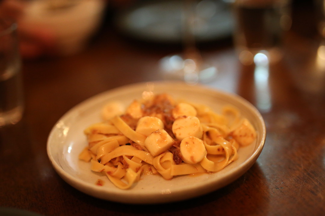 Fettuccini, with scallop boudin and xo sauce, ACME, Rushcutter's Bay, Sydney