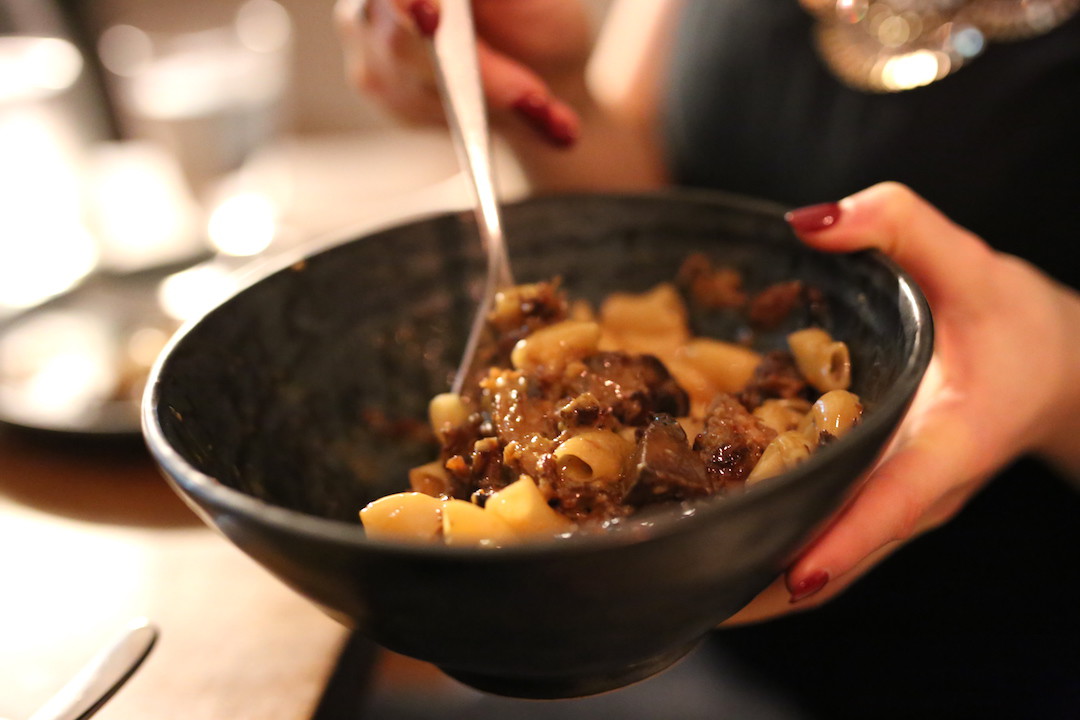 Macaroni, with pig’s head and egg yolk, ACME, Rushcutter's Bay, Sydney