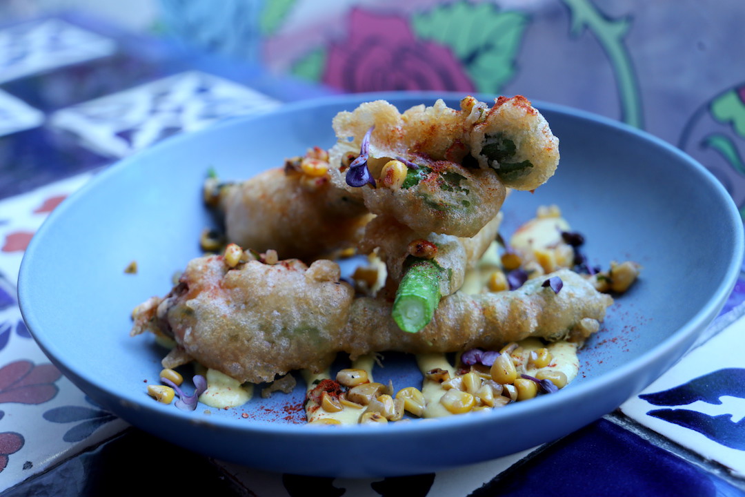 Zucchini flowers, El Topo Mexican, The Eastern Hotel, Bondi Junction, Sydney