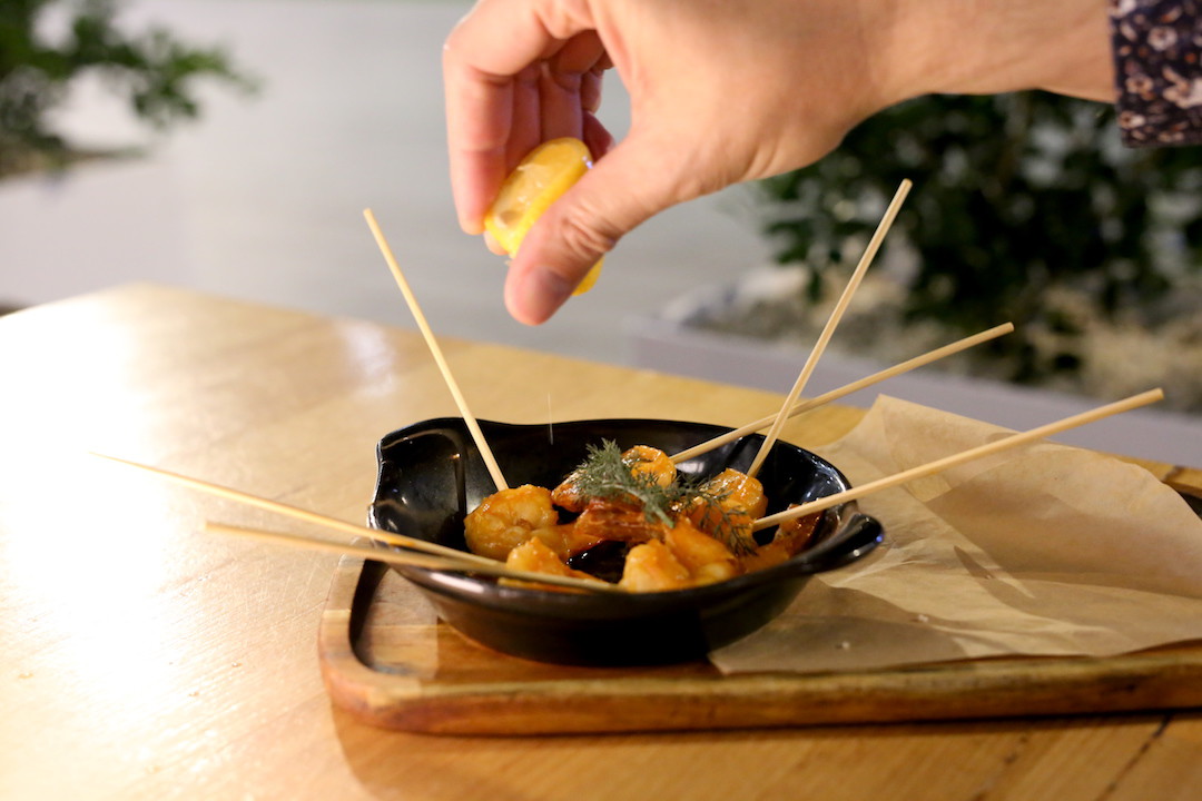 Prawn lollipops, Planar restaurant, Darling Harbour, Sydney