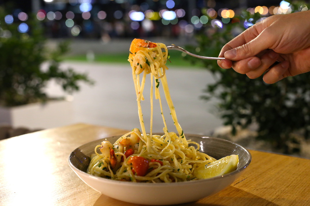 Seafood linguine, Planar restaurant, Darling Harbour, Sydney