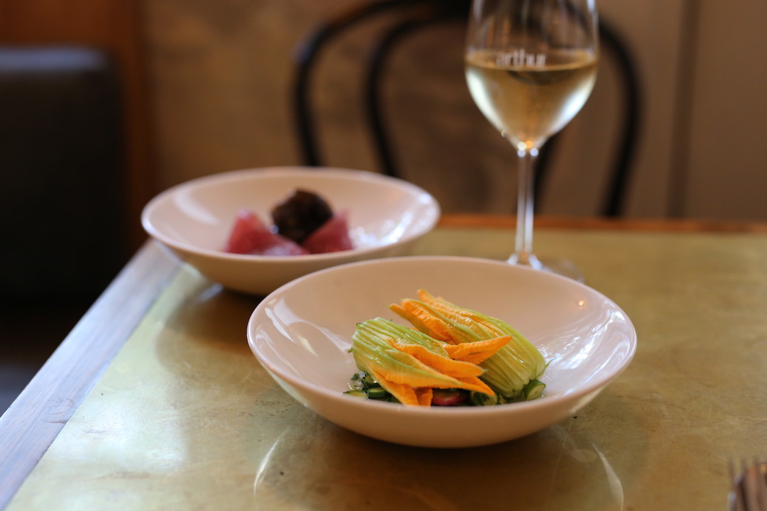 Zucchini flower and tuna, Arthur restaurant, Surry Hills, Sydney