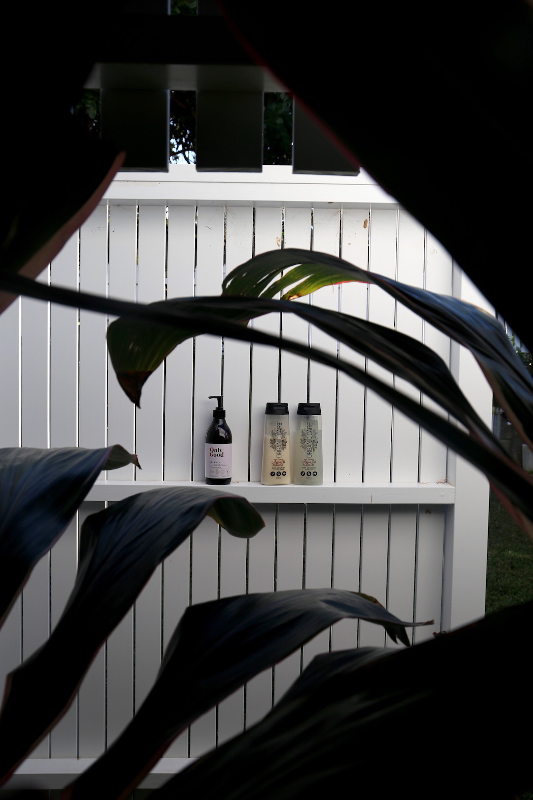 Outdoor shower, Wynola, Boomerang Beach holiday house accommodation, Pacific Palms, Mid North Coast NSW